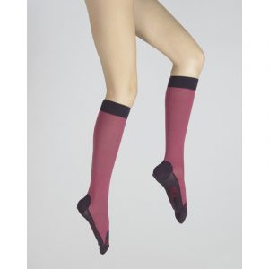 chaussettes hautes en cachemire rose