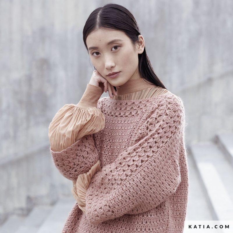 patron tricoter tricot crochet femme pull automne hiver katia 6185 12 g