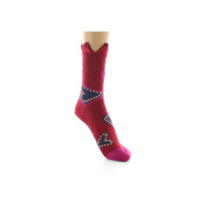 chaussettes femme laine peignée cœur rouge