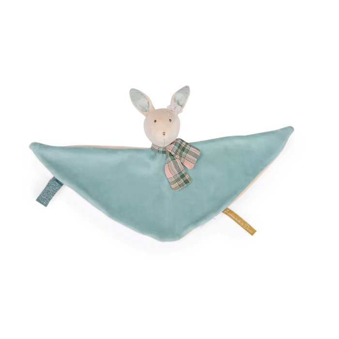 Featured image for “Doudou attache-tétine lapin bleu-La petite école de danse”