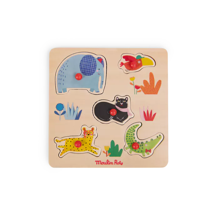 Featured image for “Puzzle encastrable en bois 5 animaux-Les toupitis”